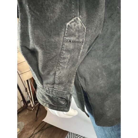 Claiborne Mens Large Suede Leather Button-Up Shirt Jacket Black - Picture 10 of 16